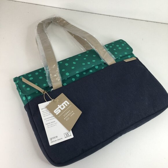 STM Bags Grace Deluxe Sleeve 15" Laptop Sleeve Teal Dot. NWT - Picture 4 of 8